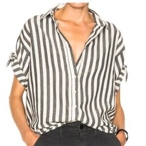 The Great Tie Sleeve grey/white shirt size 0 (women’s XS/S)